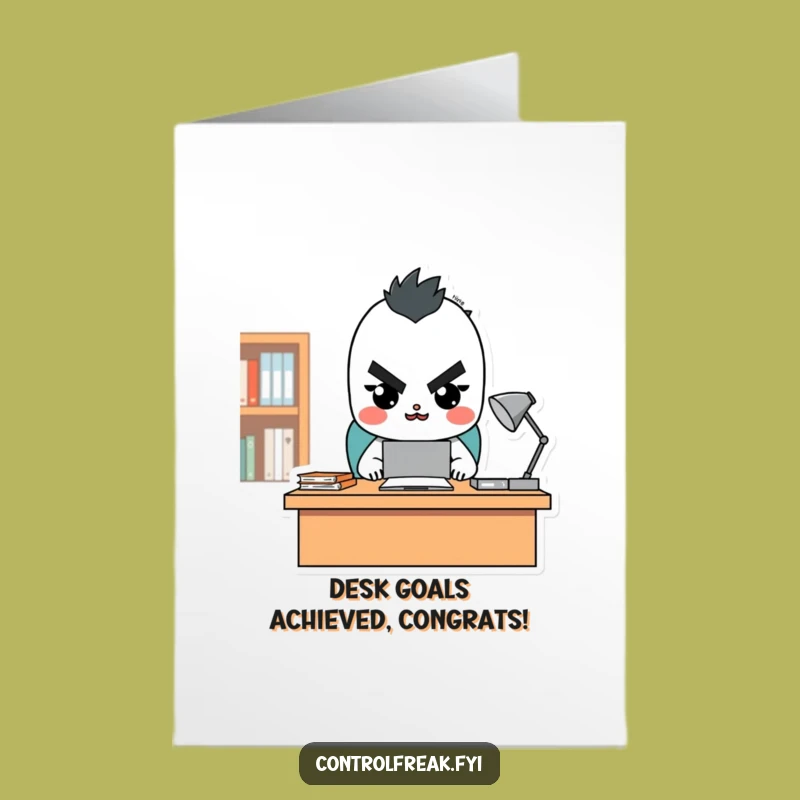 Tidy Success Congrats Card: Desk Character, Free Printable Achievement