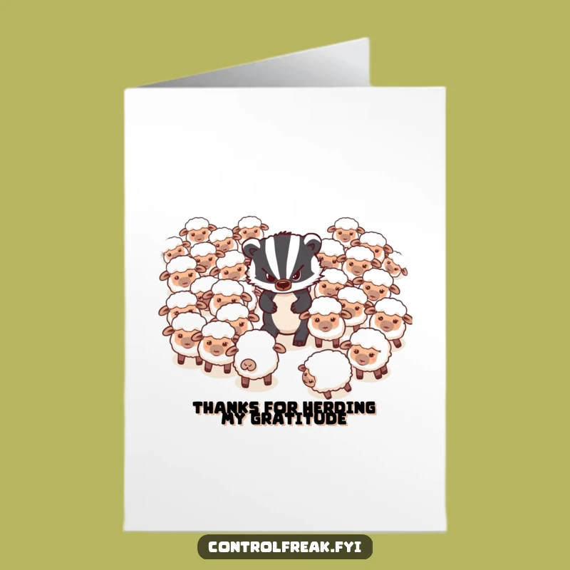 Free Printable Badger Sheep Card: Funny Thank You Downloadable Gift for Helpers