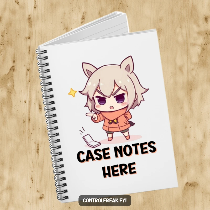 Funny notebook featuring a character dramatically pointing at a misplaced item, ideal for jotting down observations and important notes.