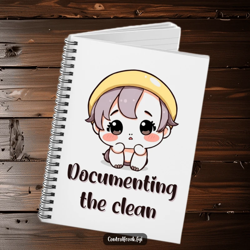 Funny notebook: A cute character meticulously wipes a single, perfect circle, representing order and neatness.