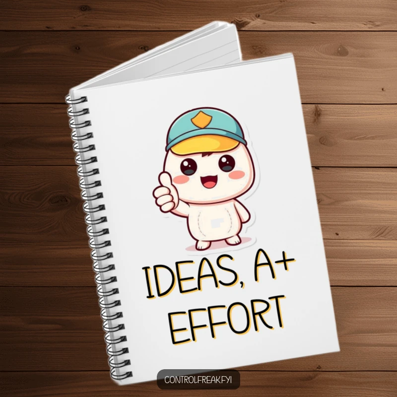 Funny kawaii character giving a thumbs-up for order, cute notebook for planning and notes, perfect funny gift for organizers.