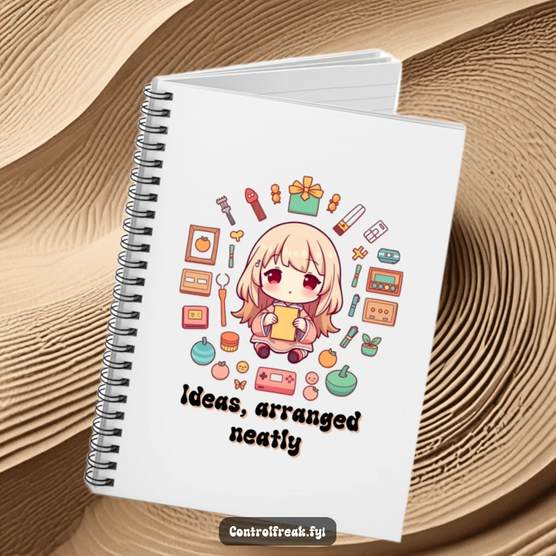 Funny Notebook featuring a character dedicated to creating a perfectly symmetrical arrangement, inspiring orderly thoughts and creativity.