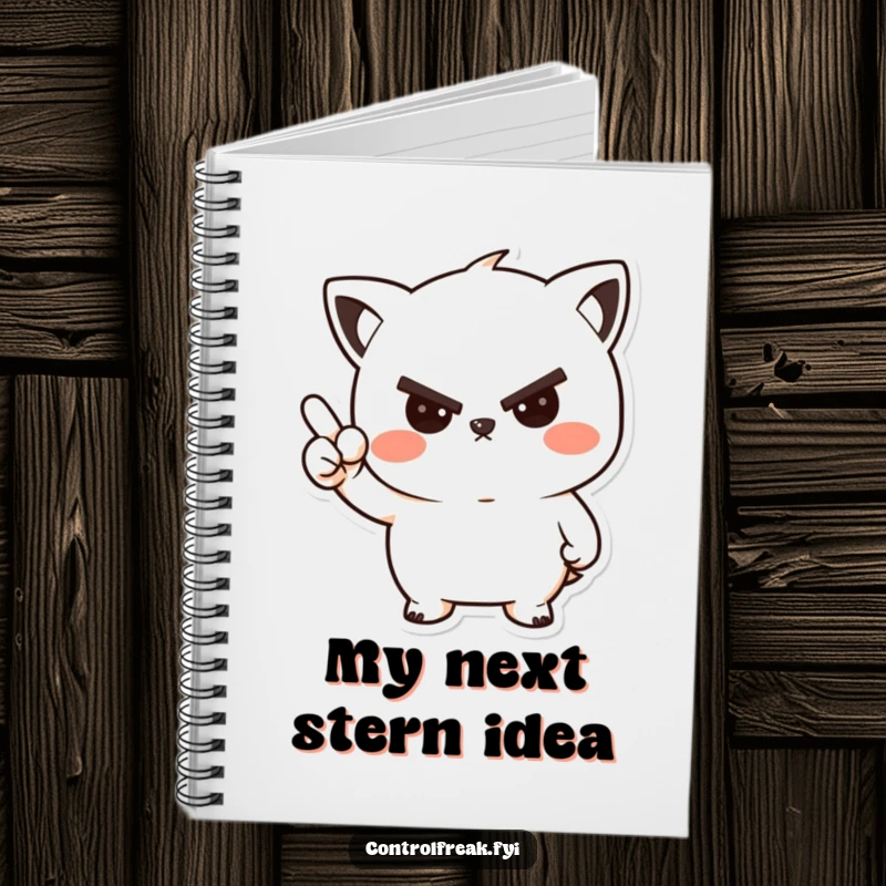 Funny kawaii notebook cover with a character giving a stern but friendly nod, inspiring focused and approved thoughts.