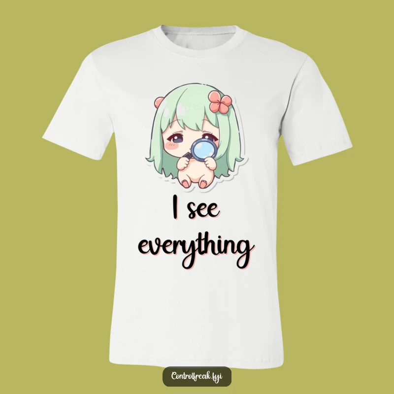 Funny Kawaii Magnifying Glass T-Shirt: Inspect Life with Humor