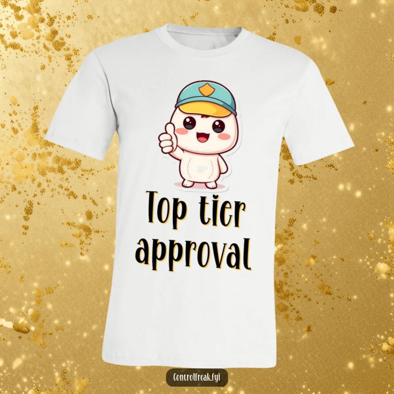 Funny kawaii character giving a thumbs-up gesture, celebrating perfect organization, trendy funny gift for neat people.