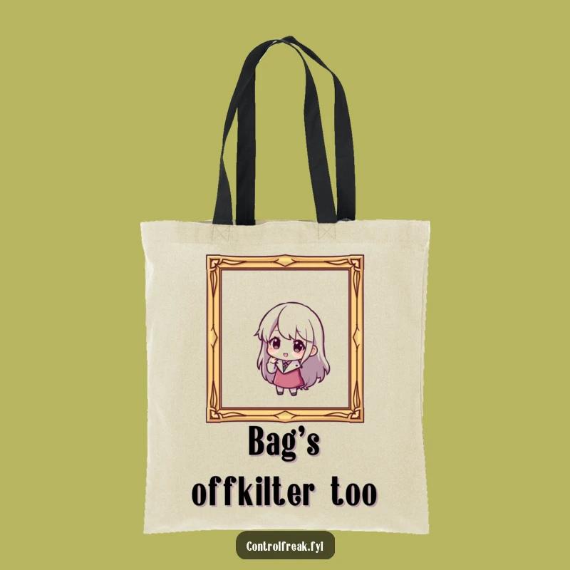 Funny Decorator Tote Bag: Character Adjusting Tilted Frame, Functional Funny Gift