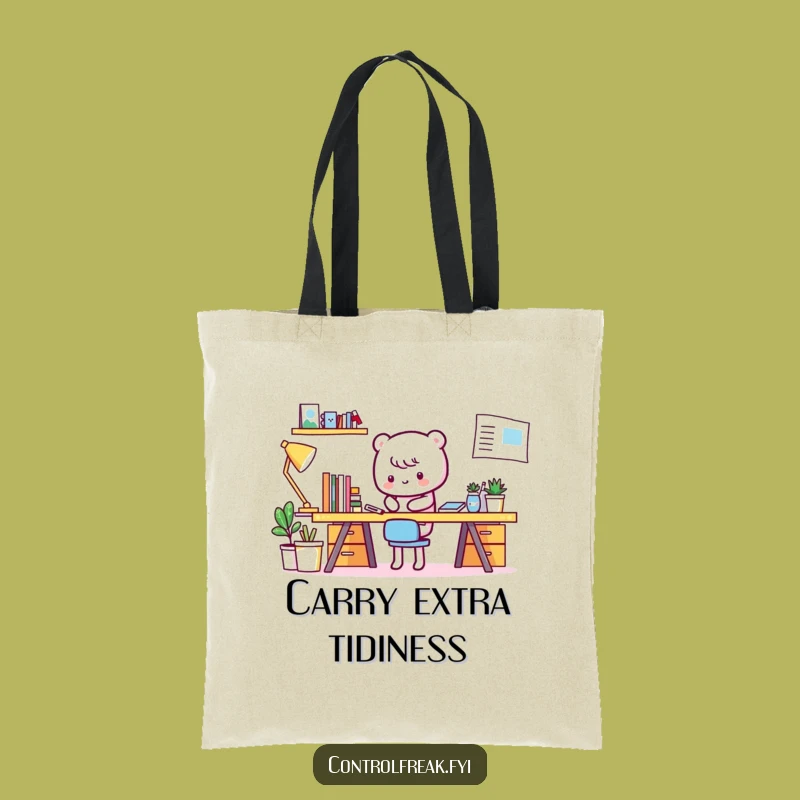 Funny Kawaii Desk Tidier Tote Bag: Carry Your Organization Pride